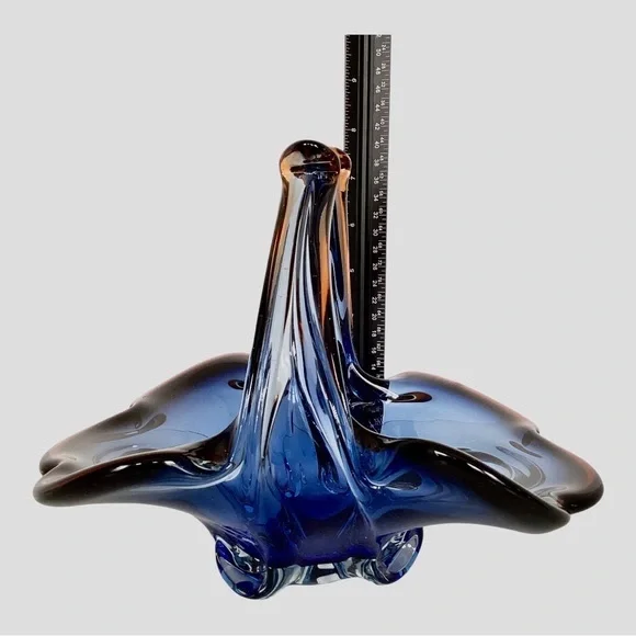 Royal Gallery Art Glass Basket Blue And Mulberry Purple Czech Republic Poland - Picture 15 of 15